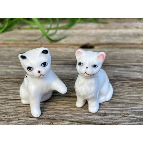 Vintage Pair Bone China Cat and Dog White Figurines Knick Knacks - Picture 2 of 9